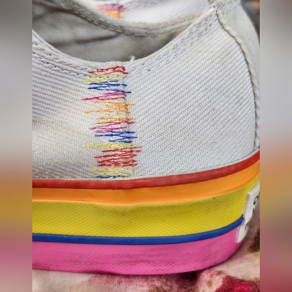 Converse Chuck Taylor All Star Lift OX Rainbow Platform Sneakers Women Sz. 9 $90 - Picture 4 of 9